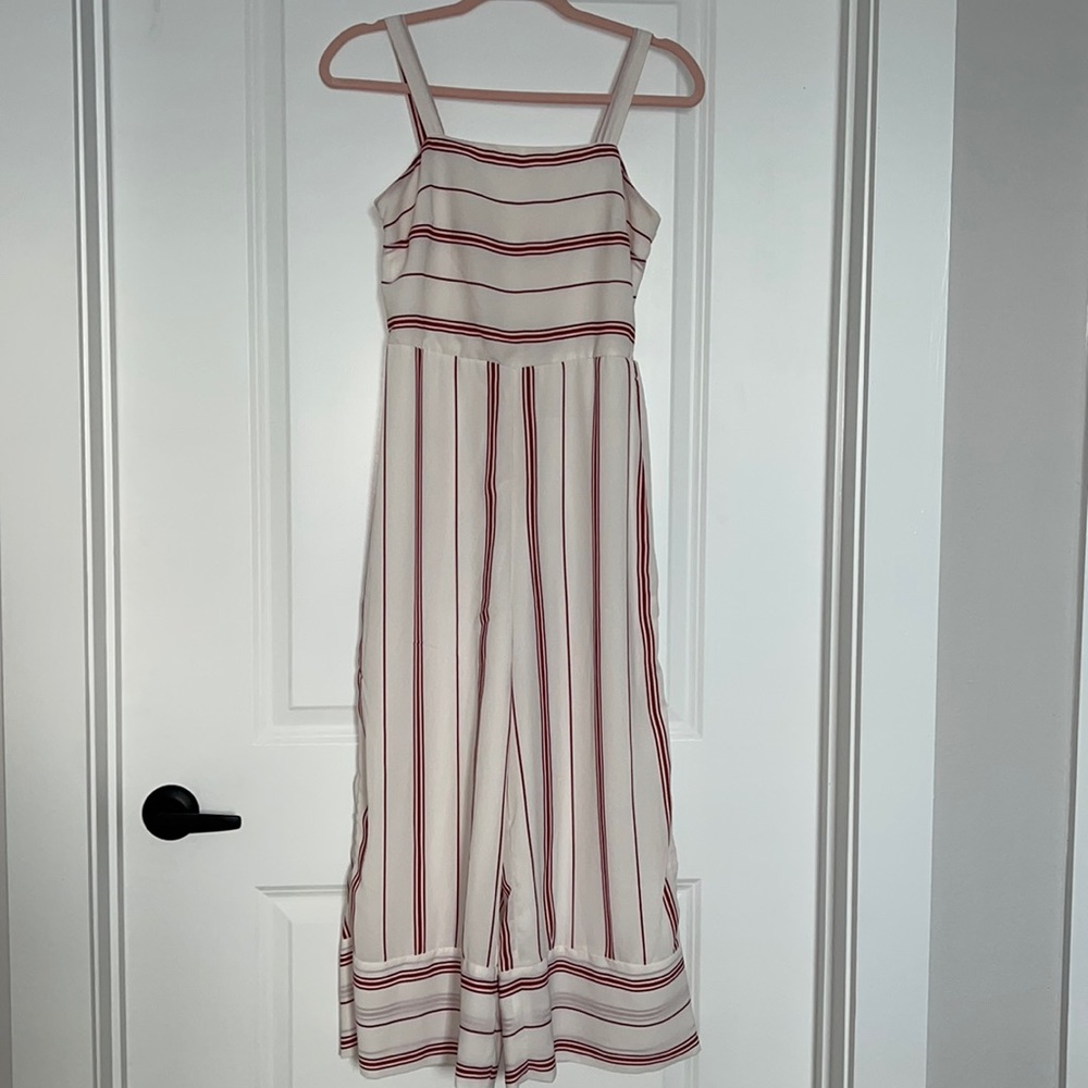 White and Burgundy Jumpsuit